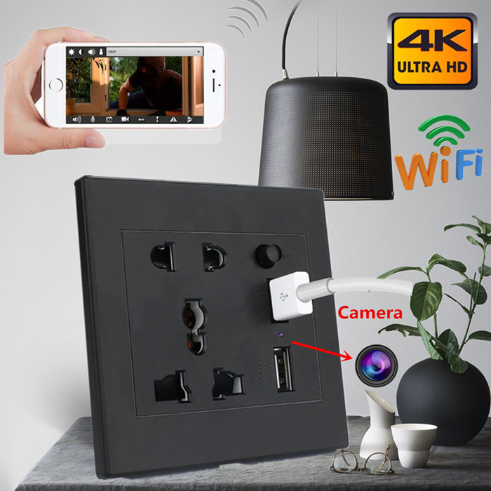 V009 Wall Outlet 4K Hidden Camera w/DVR & WiFi Remote View
