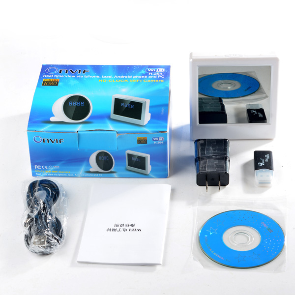 HS01 P2P Wifi Pinhole Hidden Alarm Clock Camera Mini Clock H.264 Spy Camera